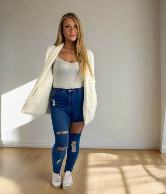 MILLY Blue high waisted Ripped stretch skinny Jeans