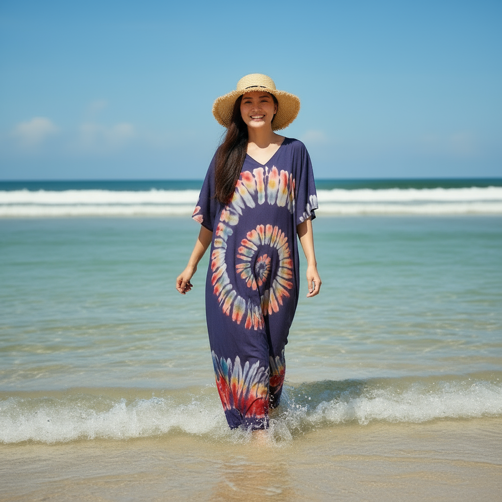 Circle Of Fire Dark Boho Maxi Kaftan Dress
