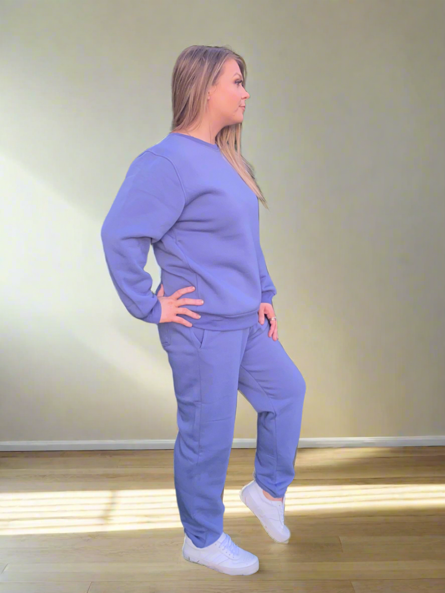 MERIDAH Purple Plain Full Length Track Suit Set - 2 Peice