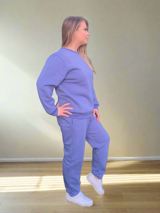 MERIDAH Purple Plain Full Length Track Suit Set - 2 Peice
