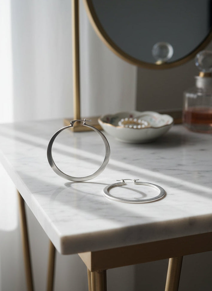 Classic Minimalist Silver-Tone Hoop Earrings