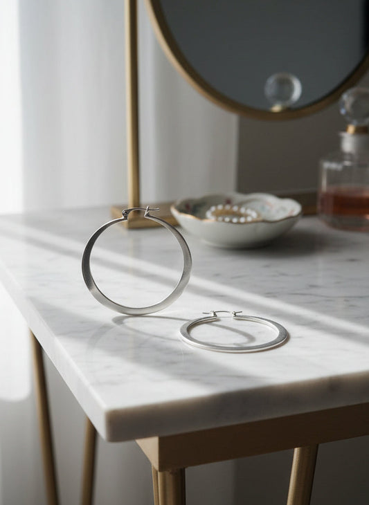 Classic Minimalist Silver-Tone Hoop Earrings