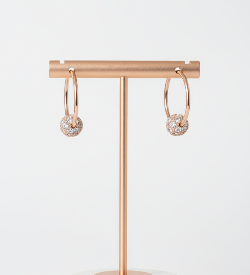 Rose Gold Crystal Knot Hoop Earrings