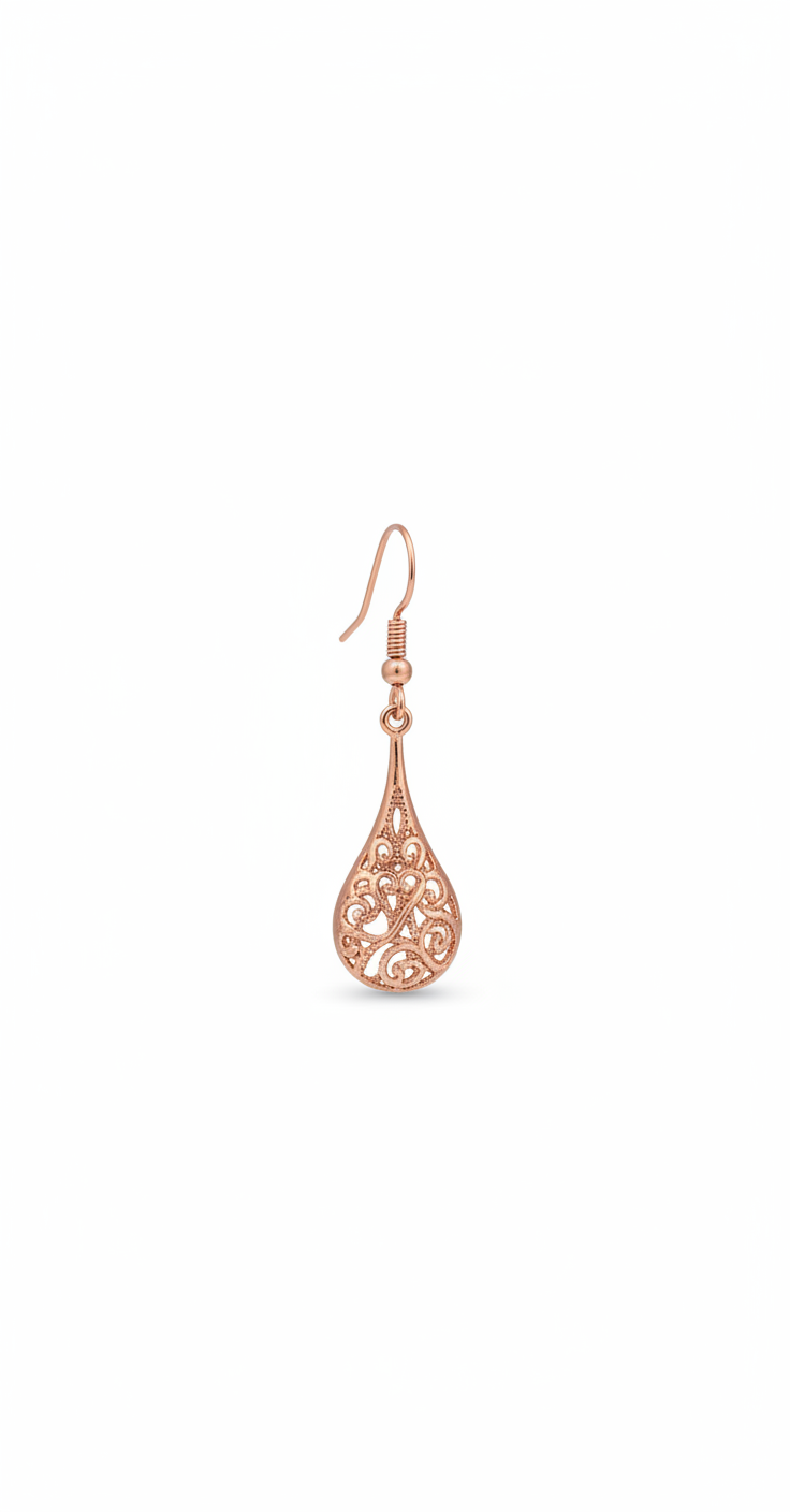 Rose Gold Teardrop Dangle Earrings