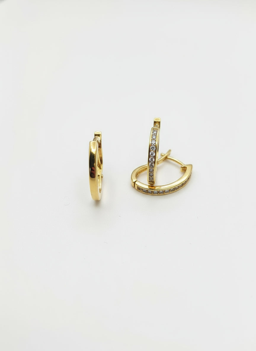 Crystal Pave Gold Hoop Earrings Classic Everyday Shine