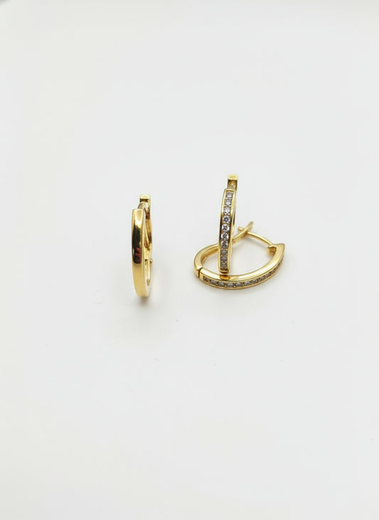 Crystal Pave Gold Hoop Earrings Classic Everyday Shine