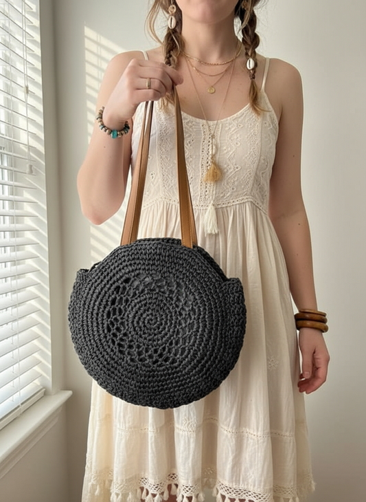 Midnight Moon Grey Zip Bag Large