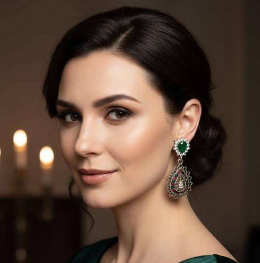 Vintage Xmas Gemstone Drop Earrings -Choose Your Style