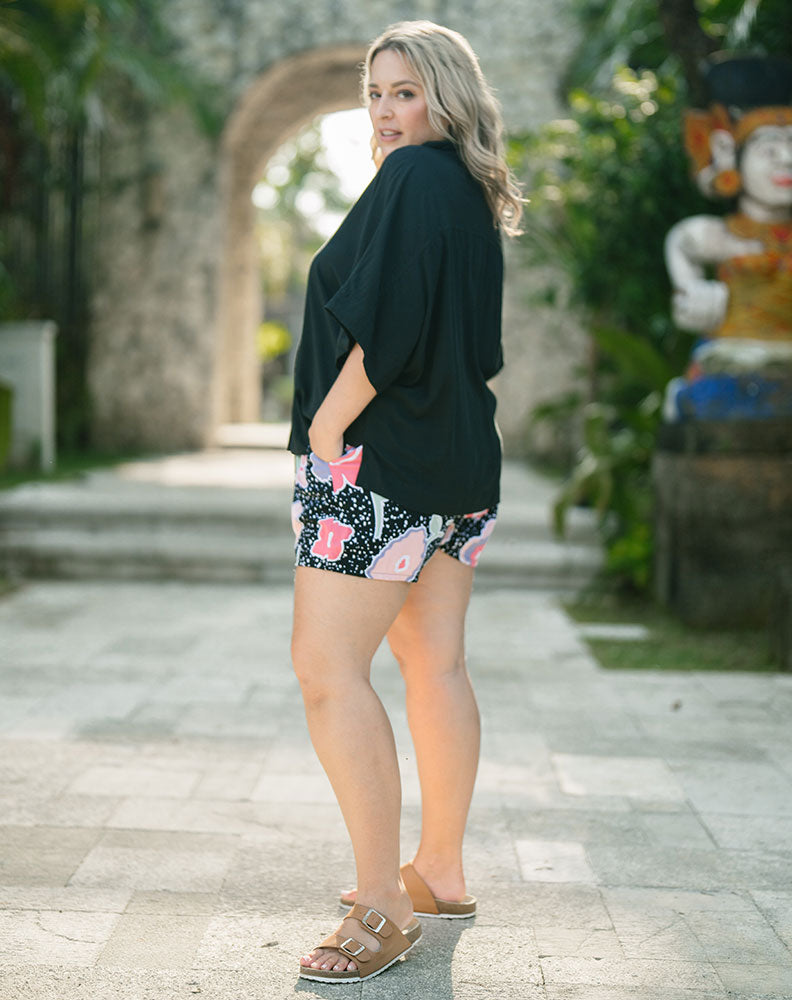 NELLY Black Button Up Top