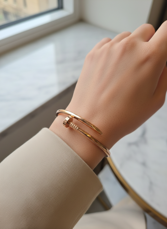 Nail Style Bangle Gold-Tone & Rose Gold Tone