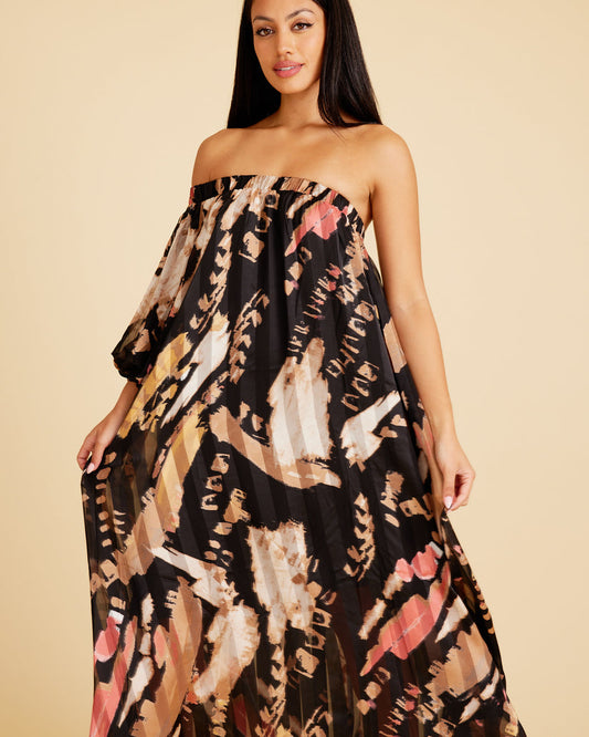 VALENTINA Dark Floral Maxi Kaftan Multi-wear Dress