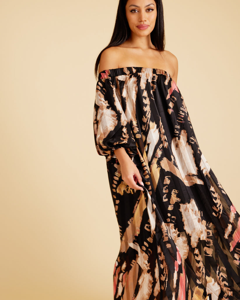 VALENTINA Dark Floral Maxi Kaftan Multi-wear Dress