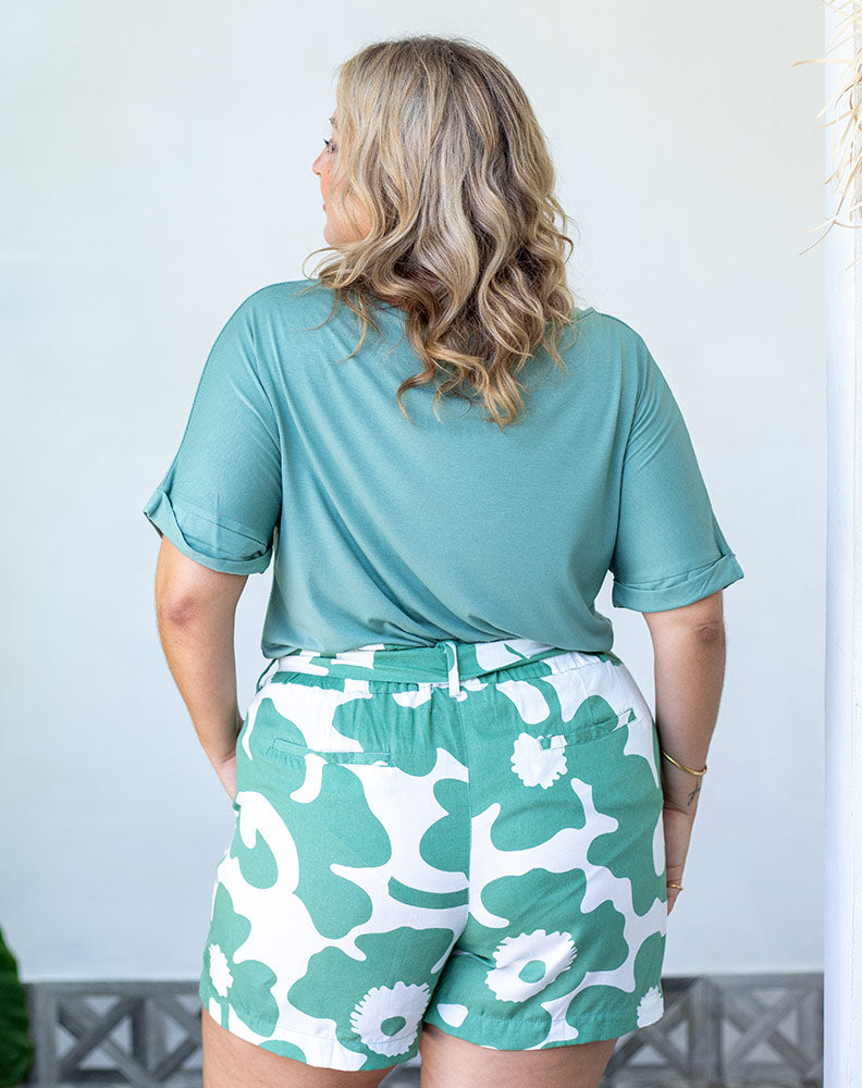 NINA Green Pattern Shorts