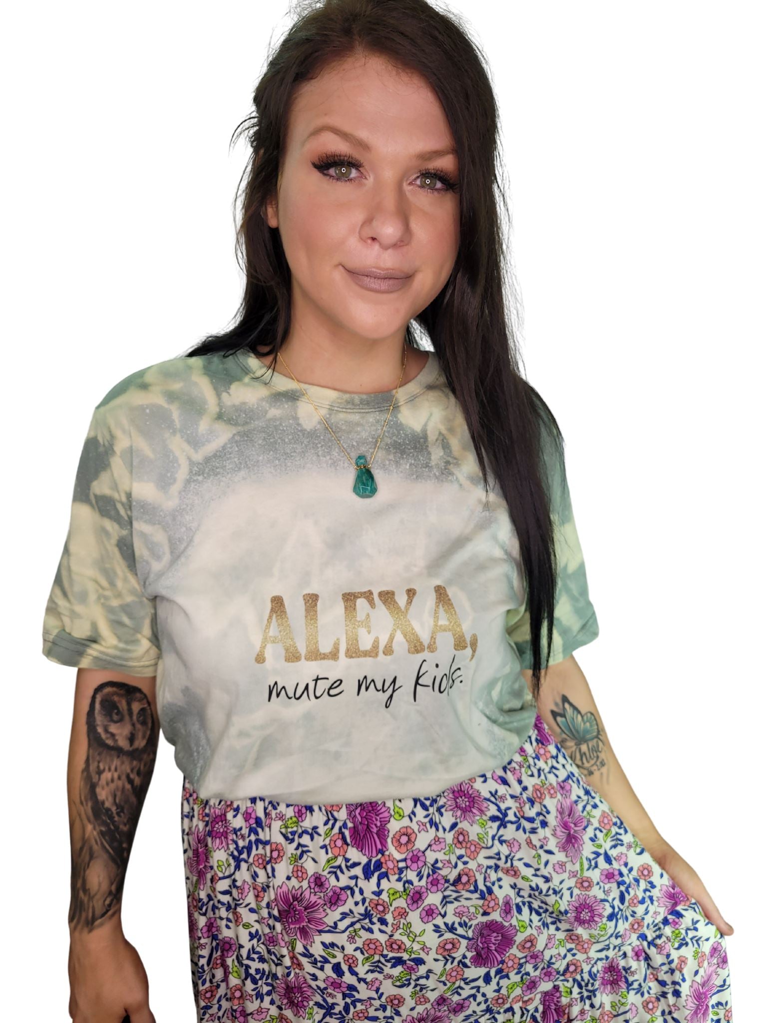ALEXA Mute My Kids Green Graphic Design T-Shirt - Handmade Tshirt Aambers Goodies xx