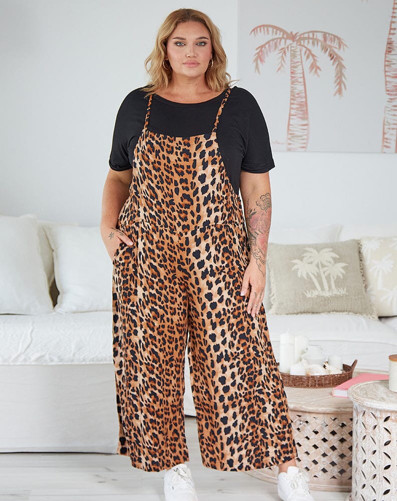 Caramello Leopard Strappy Overalls Aambers Goodies xx 16-22 au (2XL-5XL)