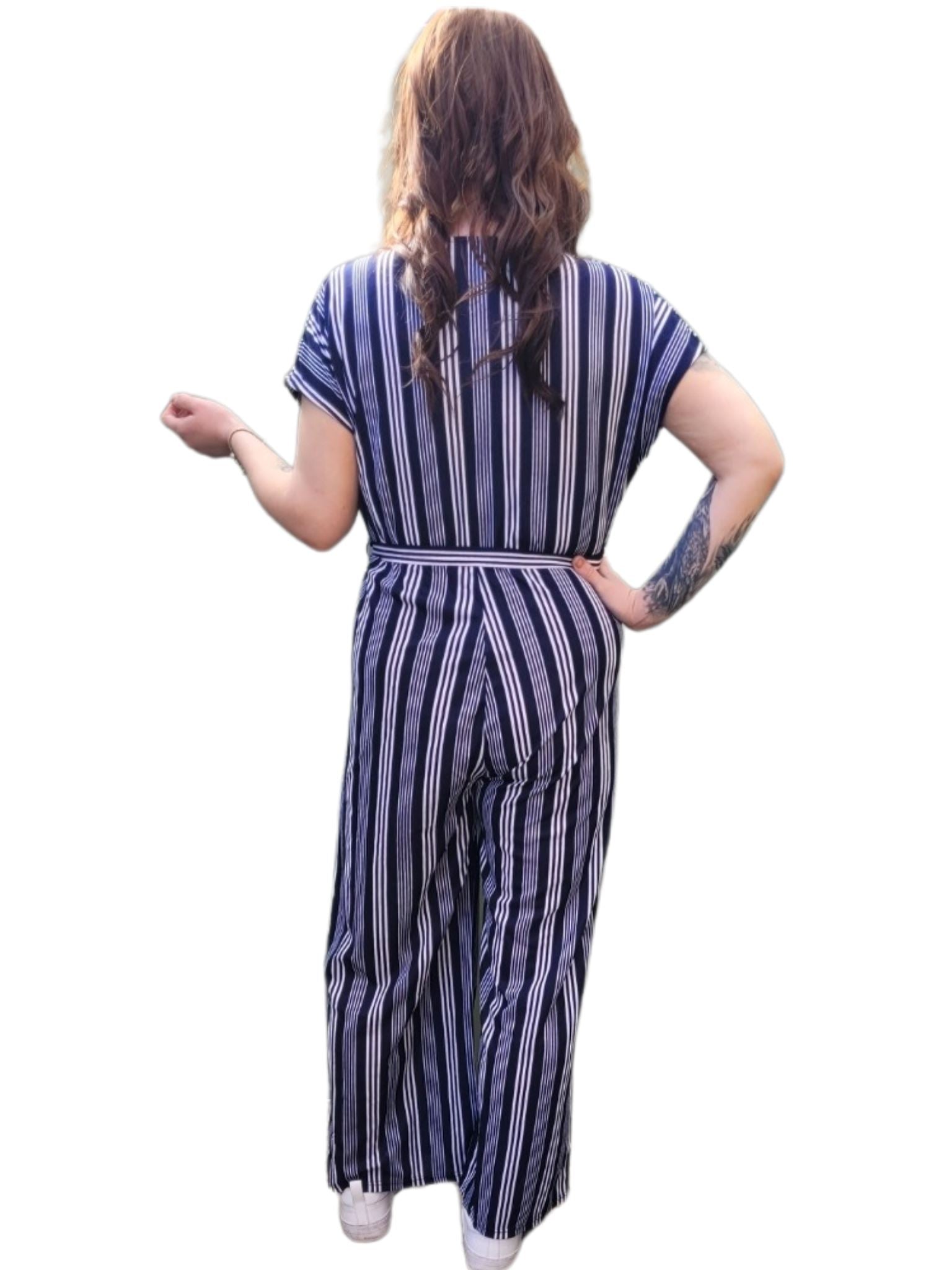 CASEY Striped Jumpsuit full length pants 2 colours- Caramello Stripe & Navy Blue Stripe Jumpsuit Aambers Goodies xx