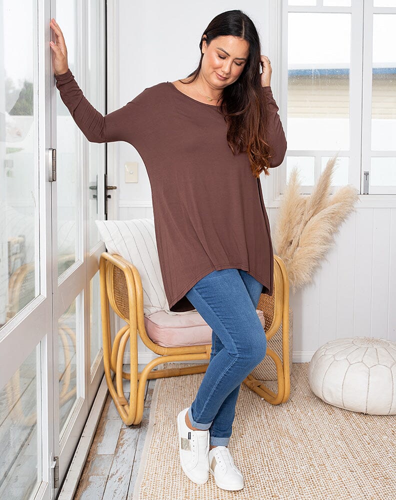 Chocolate Brown Long Sleeve Tshirt Aambers Goodies xx