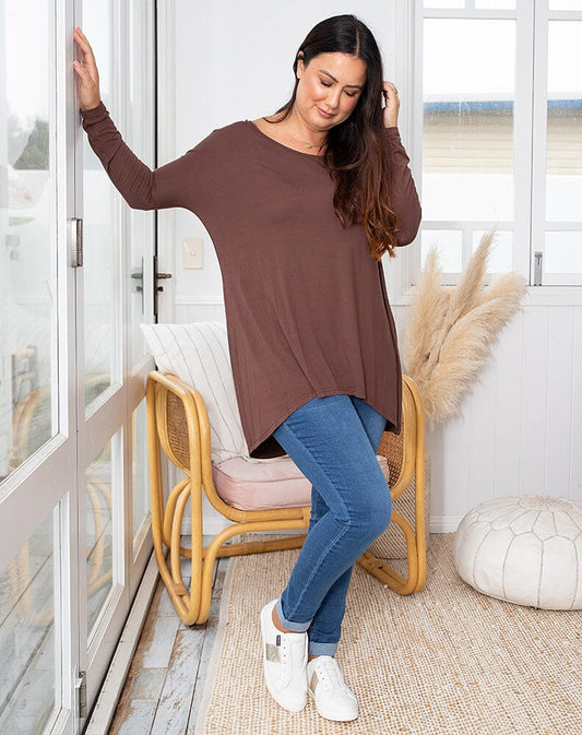 Chocolate Brown Long Sleeve Tshirt Aambers Goodies xx