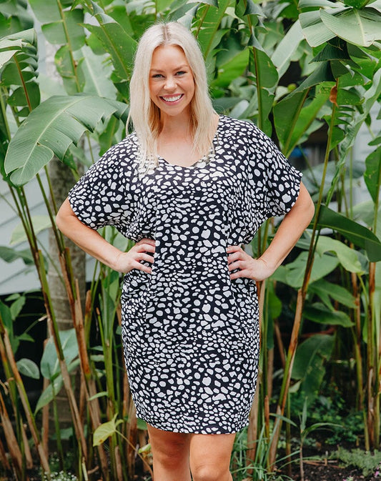 DELPHI Black & White Pebble Flowy Dress Aambers Goodies xx