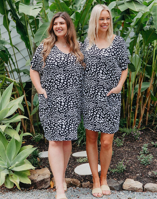DELPHI Black & White Pebble Flowy Dress Aambers Goodies xx 4-16 au (XXS-2XL)