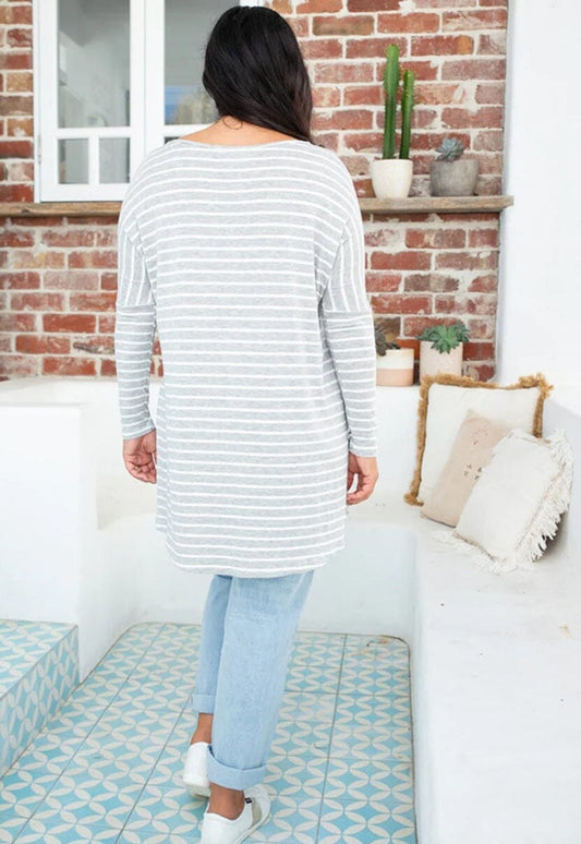 Grey and white stripe top Aambers Goodies xx