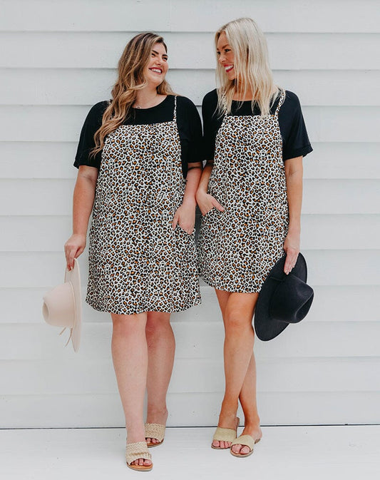 JEMIMA Leopard Mini Pinafore Dress Aambers Goodies xx