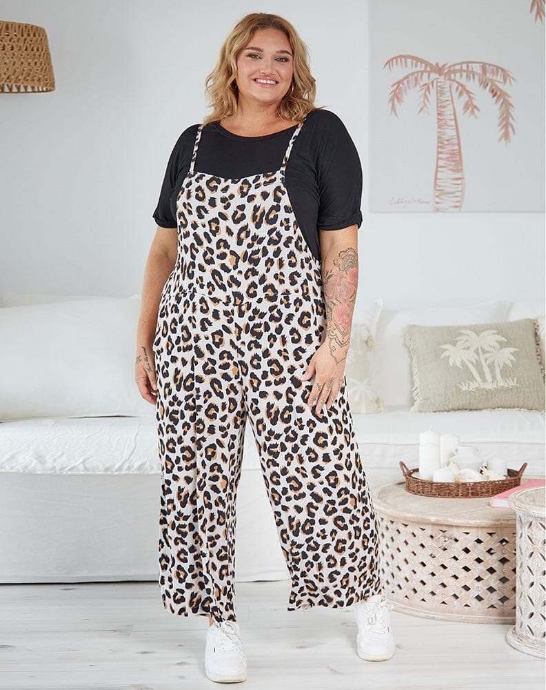 Light Leopard Strappy Overalls Aambers Goodies xx 16-22 au (2XL-5XL)
