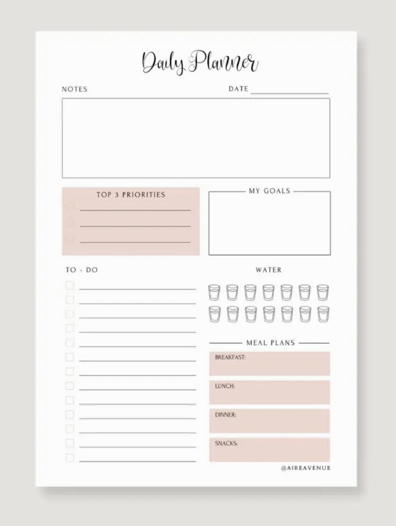 Minimalist A5 Tear-Off Daily Planner Notepad Aambers Goodies xx