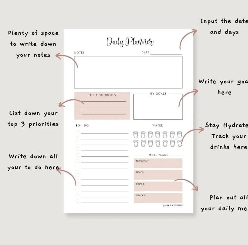 Minimalist A5 Tear-Off Daily Planner Notepad Aambers Goodies xx