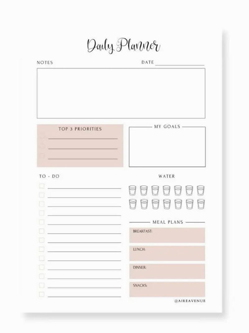 Minimalist A5 Tear-Off Daily Planner Notepad Aambers Goodies xx