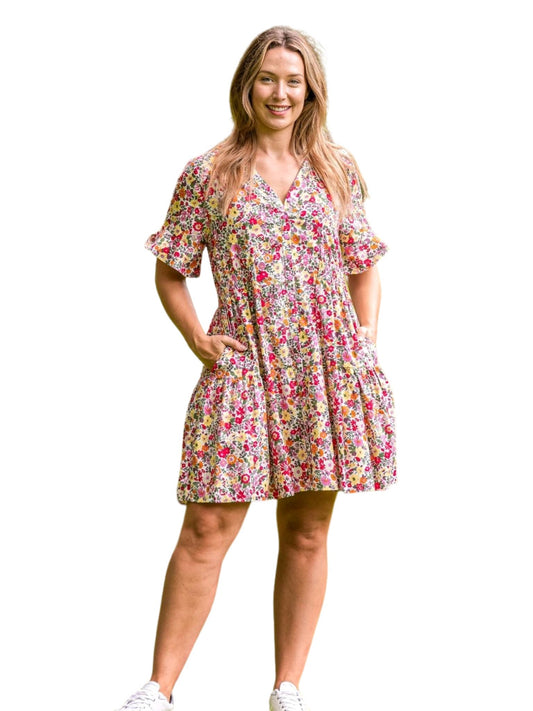 Pink Floral Tier Dress Aambers Goodies xx