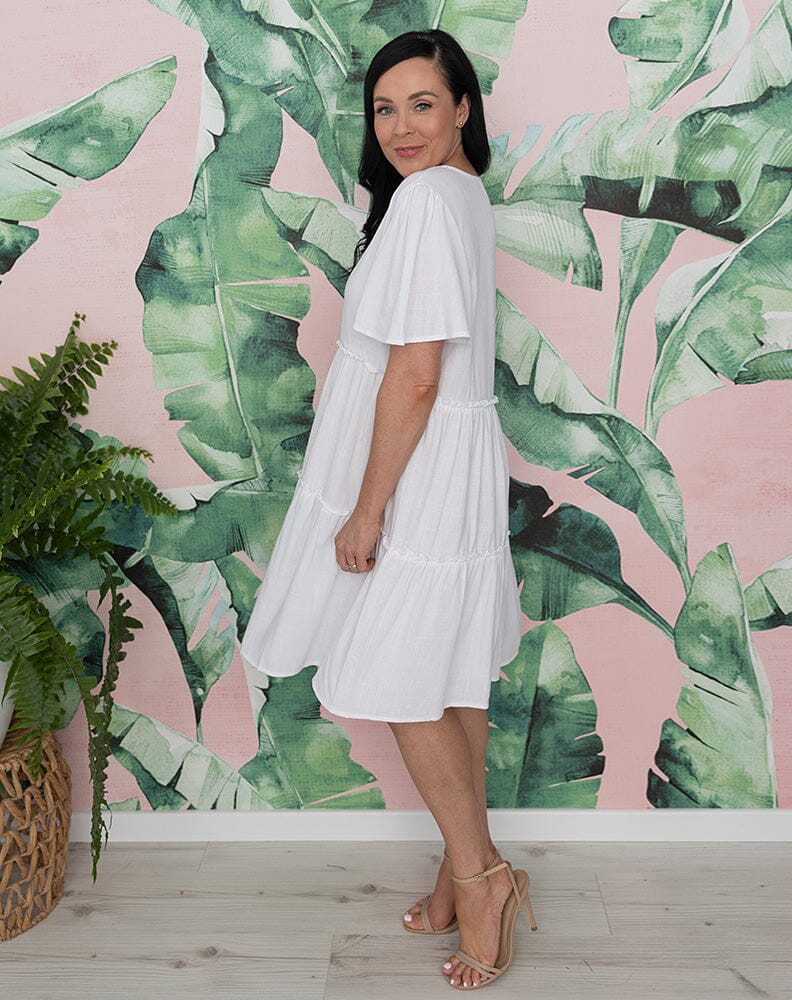 White Tiered Flair Dress Aambers Goodies xx