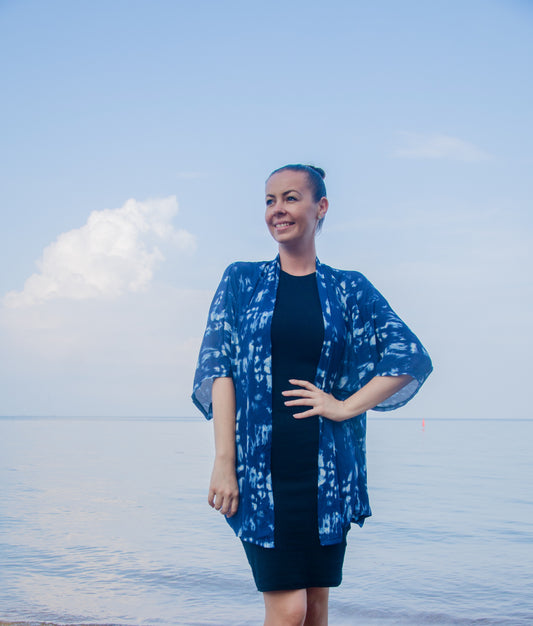 ⭐️ Blue Boho Sunset Dreams Open Kaftan Mini