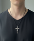 Silver tone Crucifix Necklace – Black Cord Chain