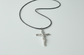 Silver tone Crucifix Necklace – Black Cord Chain