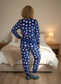 LACEY Navy Blue Stars Cuffed fluff Lounge Wear Set
