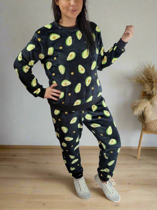 LACEY Avocados Cuffed fluff Lounge Wear Set