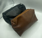 Small Leather Zip Bags- Black & Dark Brown