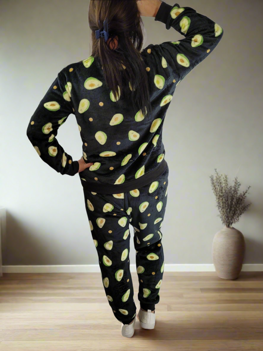 LACEY Avocados Cuffed fluff Lounge Wear Set