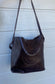 Large Pleather Hand bag - Black & Dark Brown