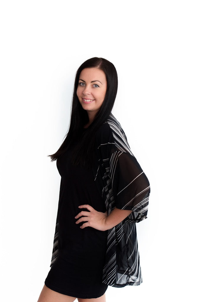 Dark Stripe White DayDream Original Open Kaftan
