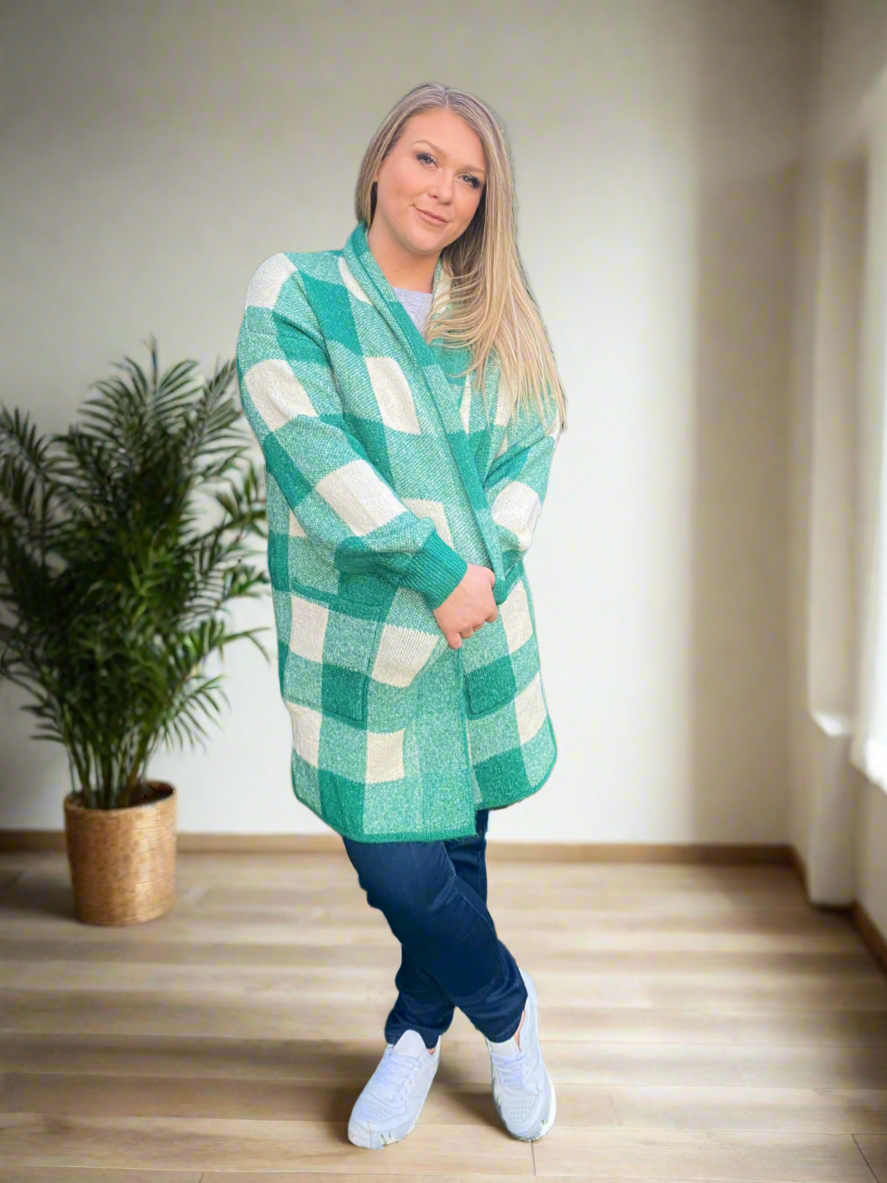 MINNY Soft Open Pattern Cardigan - Green