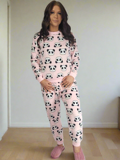 LACEY Pinda Panda Bears Cuffed fluff Lounge Wear Set