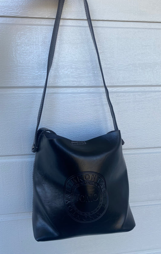 Large Leather Hand bag - Black & Dark Brown