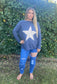 MEGHAN Blue Long Sleeve with Cream Star Top