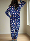 LACEY Navy Blue Stars Cuffed fluff Lounge Wear Set