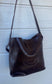 Large Leather Hand bag - Black & Dark Brown