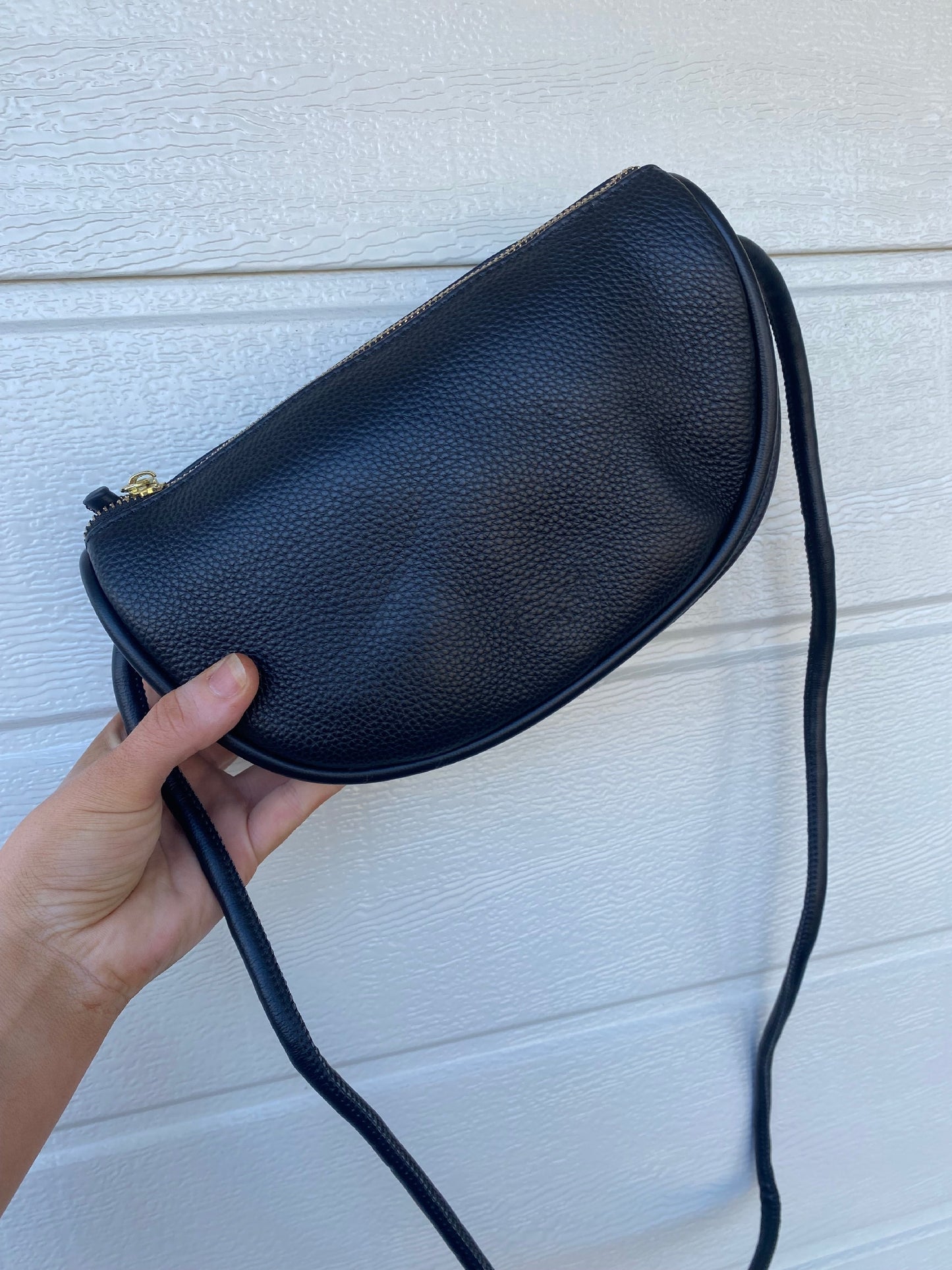 Black Half Moon Zip Sling Handbag