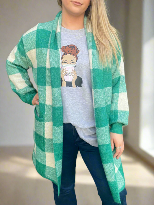 MINNY Soft Open Pattern Cardigan - Green