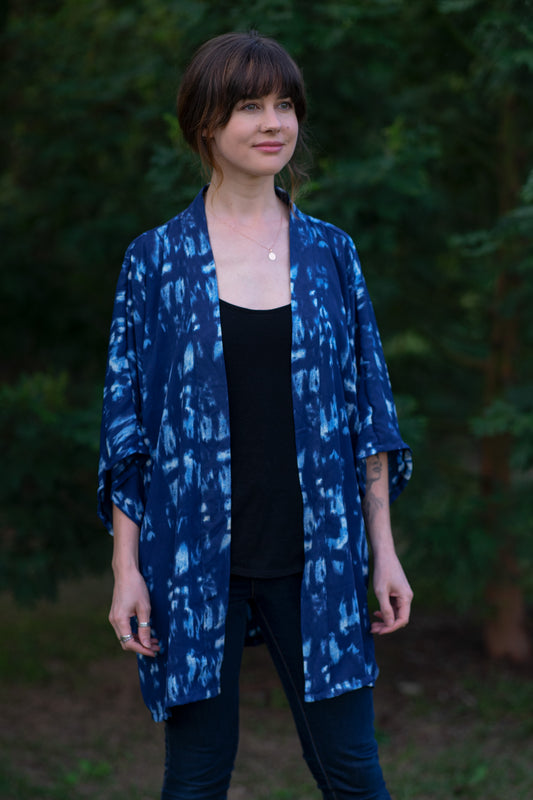 ⭐️ Blue Boho Sunset Dreams Open Kaftan Mini